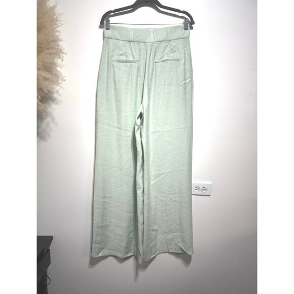 Zara High Waist Wide Leg Trousers Pants in Sea Green Size L - Picture 8 of 11